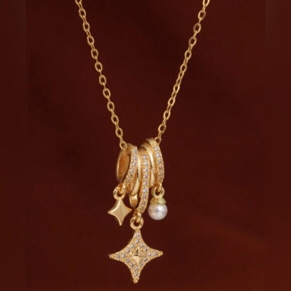 “Glimmer” Charm Necklace in Gold ✨ - Picture 4 of 5